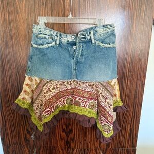 Bohemian Denim and Patterned Skirt